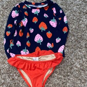 Old Navy Strawberry Print Rashguard Set - Navy and Red